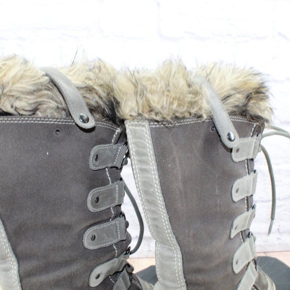 Sorel Joan of Artic Gray Suede Fur Trim Waterproof Winter Boots Size 9 - Picture 9 of 12